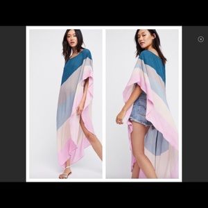 Free People rainbow asymmetrical kaftan OSFM
